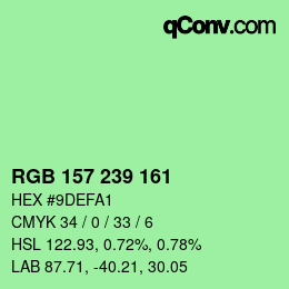 カラーコード: RGB 157 239 161 | qconv.com