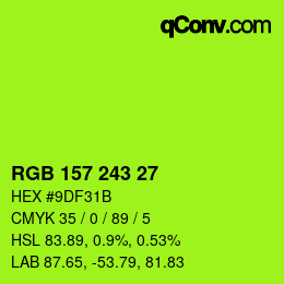 Farbcode: RGB 157 243 27 | qconv.com