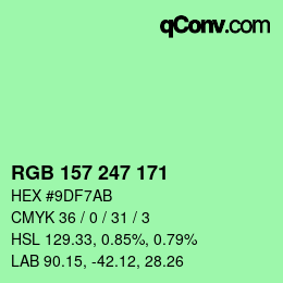 Color code: RGB 157 247 171 | qconv.com
