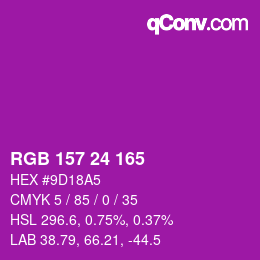 颜色代码: RGB 157 24 165 | qconv.com