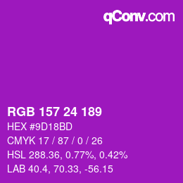 カラーコード: RGB 157 24 189 | qconv.com
