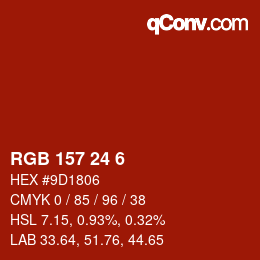 颜色代码: RGB 157 24 6 | qconv.com