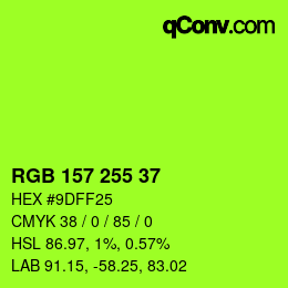 Color code: RGB 157 255 37 | qconv.com
