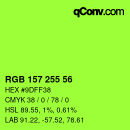 Código de color: RGB 157 255 56 | qconv.com