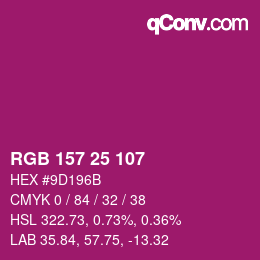 カラーコード: RGB 157 25 107 | qconv.com