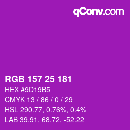 Color code: RGB 157 25 181 | qconv.com
