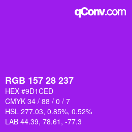 Código de color: RGB 157 28 237 | qconv.com