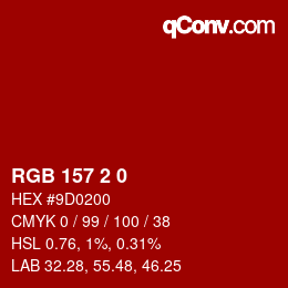カラーコード: RGB 157 2 0 | qconv.com