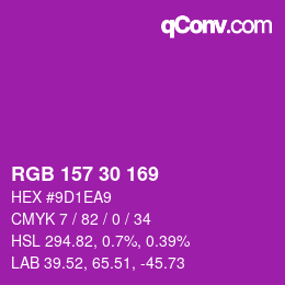 Color code: RGB 157 30 169 | qconv.com