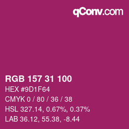 Farbcode: RGB 157 31 100 | qconv.com