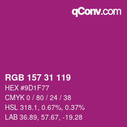 颜色代码: RGB 157 31 119 | qconv.com