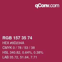 Color code: RGB 157 35 74 | qconv.com