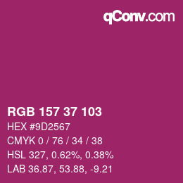 颜色代码: RGB 157 37 103 | qconv.com