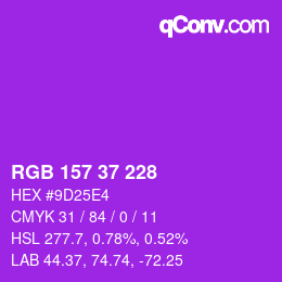 カラーコード: RGB 157 37 228 | qconv.com