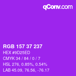 カラーコード: RGB 157 37 237 | qconv.com