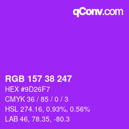 Color code: RGB 157 38 247 | qconv.com