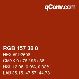 Color code: RGB 157 38 8 | qconv.com