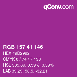 カラーコード: RGB 157 41 146 | qconv.com