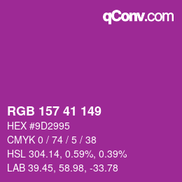 カラーコード: RGB 157 41 149 | qconv.com