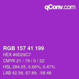 Color code: RGB 157 41 199 | qconv.com