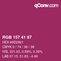 カラーコード: RGB 157 41 97 | qconv.com