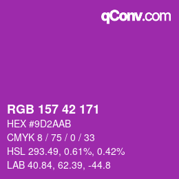 カラーコード: RGB 157 42 171 | qconv.com
