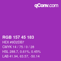 カラーコード: RGB 157 45 183 | qconv.com