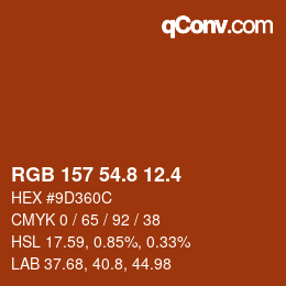 カラーコード: RGB 157 54.8 12.4 | qconv.com