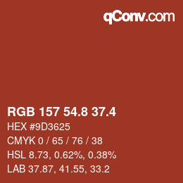 カラーコード: RGB 157 54.8 37.4 | qconv.com