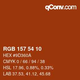 Color code: RGB 157 54 10 | qconv.com
