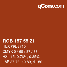 Color code: RGB 157 55 21 | qconv.com