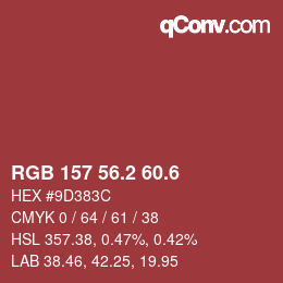 カラーコード: RGB 157 56.2 60.6 | qconv.com