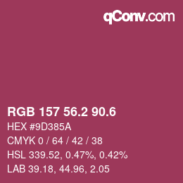 カラーコード: RGB 157 56.2 90.6 | qconv.com