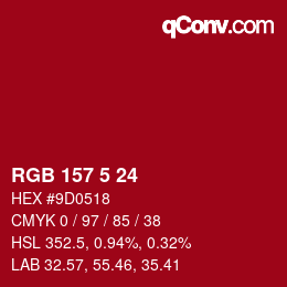 カラーコード: RGB 157 5 24 | qconv.com