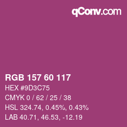 カラーコード: RGB 157 60 117 | qconv.com