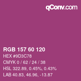 カラーコード: RGB 157 60 120 | qconv.com