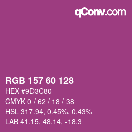 カラーコード: RGB 157 60 128 | qconv.com
