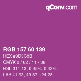 Color code: RGB 157 60 139 | qconv.com