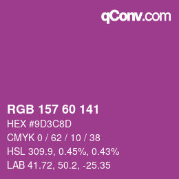 カラーコード: RGB 157 60 141 | qconv.com