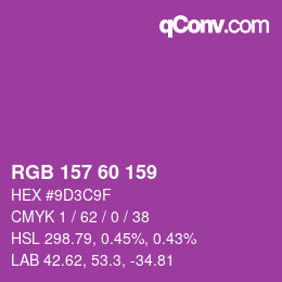 カラーコード: RGB 157 60 159 | qconv.com