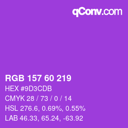 カラーコード: RGB 157 60 219 | qconv.com