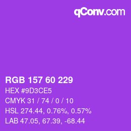 カラーコード: RGB 157 60 229 | qconv.com