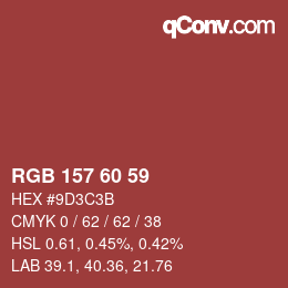 カラーコード: RGB 157 60 59 | qconv.com