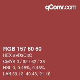 カラーコード: RGB 157 60 60 | qconv.com