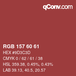 颜色代码: RGB 157 60 61 | qconv.com