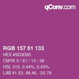 カラーコード: RGB 157 61 133 | qconv.com