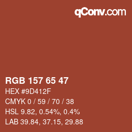Color code: RGB 157 65 47 | qconv.com