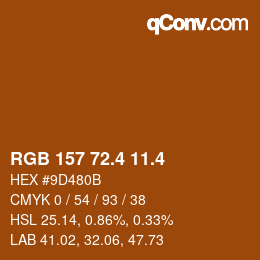 カラーコード: RGB 157 72.4 11.4 | qconv.com