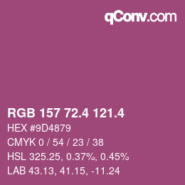 カラーコード: RGB 157 72.4 121.4 | qconv.com