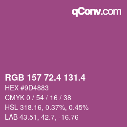 カラーコード: RGB 157 72.4 131.4 | qconv.com